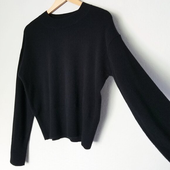 Banana Republic 100% Cashmere Wedge High Crewneck Sweater S Black Lightweight - Picture 4 of 14